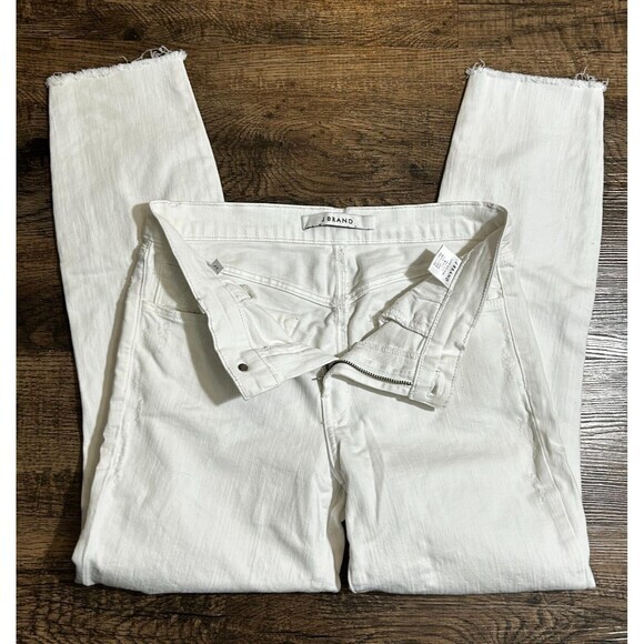 J Brand Jeans Womens 27 White Denim Capri‎ Mid Rise Straight Stretch Frayed Hem - Picture 4 of 9